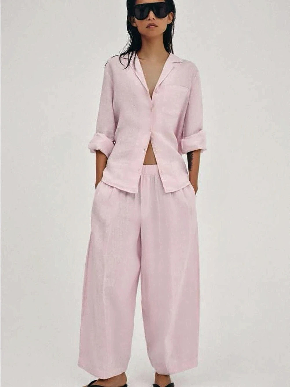 Pink Wide Leg Pants Like New - Zara